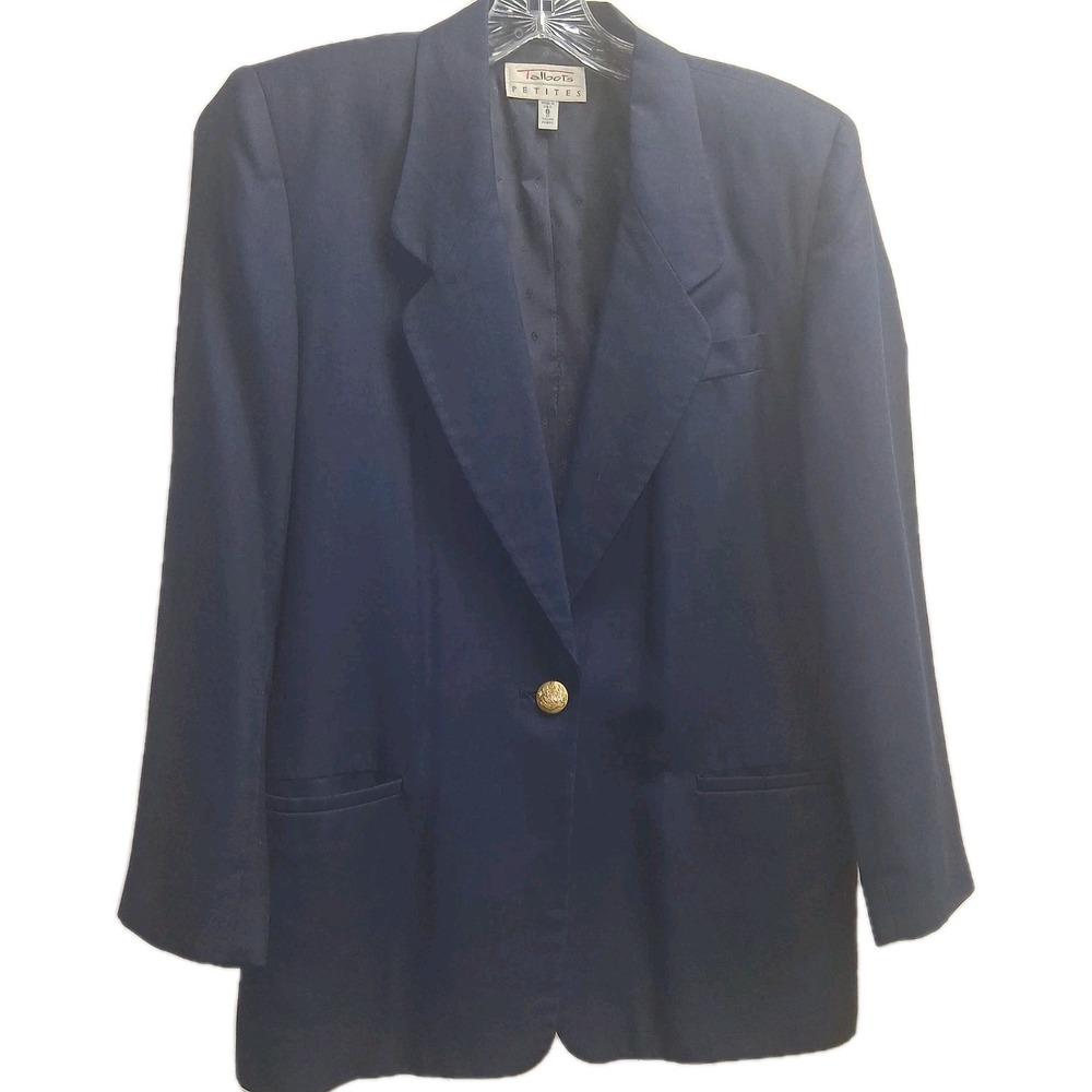 Talbots Women's Navy Blue Blazer US Made W/Italian Fabric Size 6